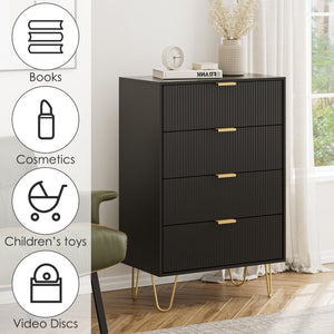 4-Drawer Dresser with Gold Metal Legs