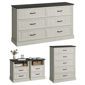 Farmhouse Dresser & Nightstand Set – 4 Piece Bedroom Set