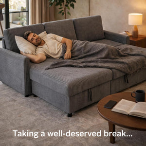 L-Shaped Sleeper Sectional Sofa with Storage Chaise