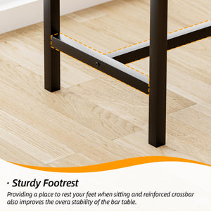 Industrial Metal Wood Bar Table with Sturdy Legs