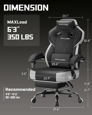 Big & Tall Gaming Chair with Footrest & Recliner