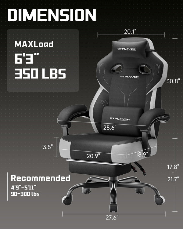 Big & Tall Gaming Chair with Footrest & Recliner