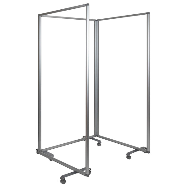 3-Panel Clear Acrylic Room Divider Partition with Locking Casters