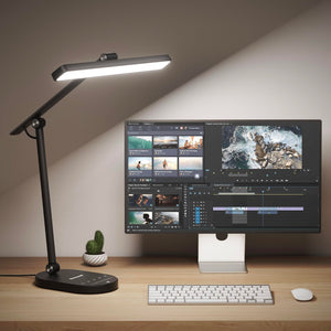 Full-Spectrum LED Desk Lamp with Auto-Dimming, 60-Min Timer & 4-Axis Adjustable Arm
