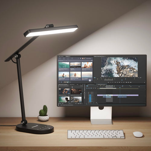 Full-Spectrum LED Desk Lamp with Auto-Dimming, 60-Min Timer & 4-Axis Adjustable Arm
