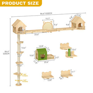 Cat Wall Shelves Floor to Ceiling Tower with Scratching Posts
