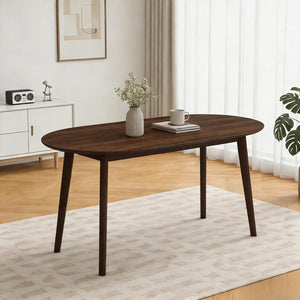 63" Oval Dining Table for 4–6 – Mid-Century Modern with Solid Wood Legs