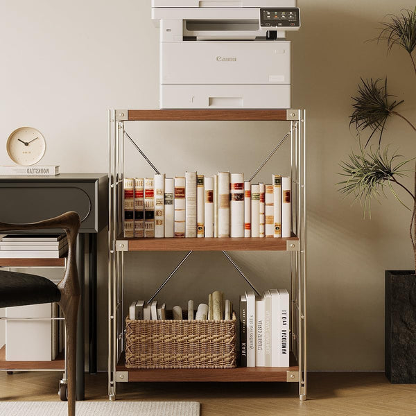 3-Tier Industrial Bookshelf with Adjustable Shelves
