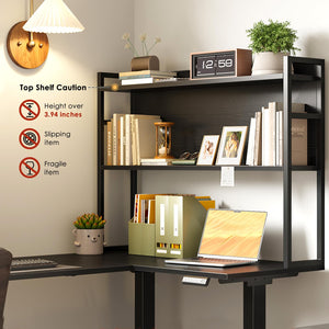 L-Shaped Electric Standing Desk 63 Inch with Storage Shelf