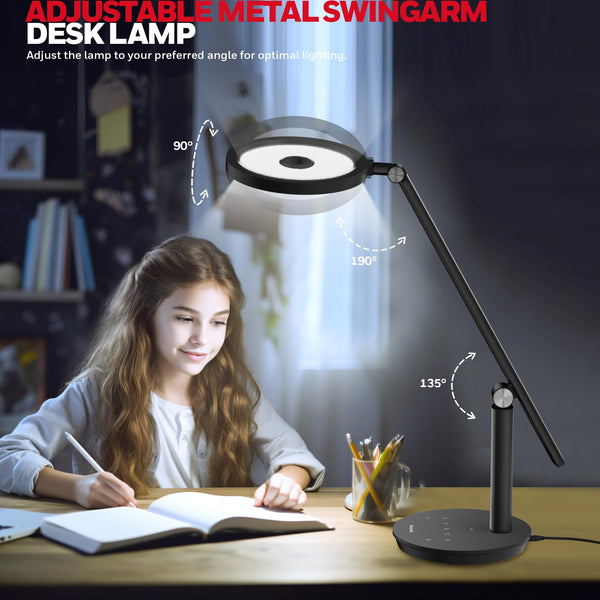 LED Desk Lamp – Dimmable Full-Spectrum Eye-Care Light with Timer