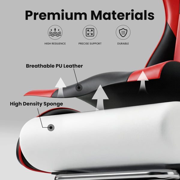 Ergonomic Gaming Chair with Footrest & Reclining Backrest
