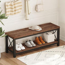 47-Inch Industrial Entryway Bench with Shoe Storage