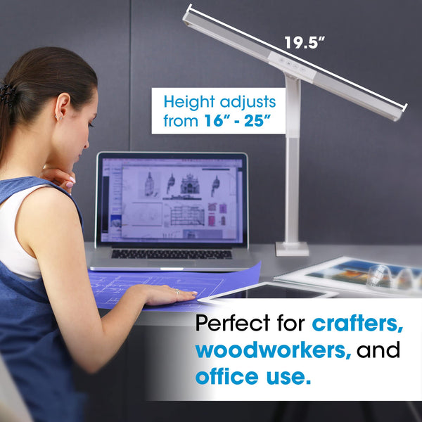 LED Clamp Desk Lamp with Extra Wide Shade, 5 Brightness Levels & 3 Color Modes