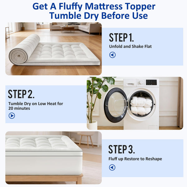Pillow Top Mattress Topper – 1000GSM Down Alternative, Deep Pocket, Cooling