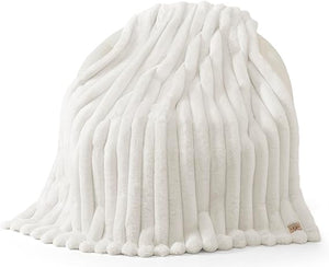 Faux Fur Throw Blanket – Reversible Plush Cozy Throw for Couch, Bed & Chair