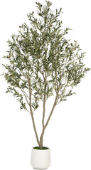 Artificial Olive Tree with White Planter