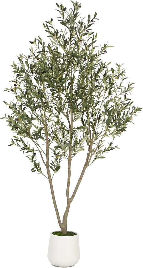 Artificial Olive Tree with White Planter