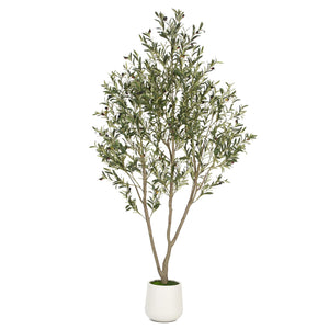 Artificial Olive Tree with White Planter