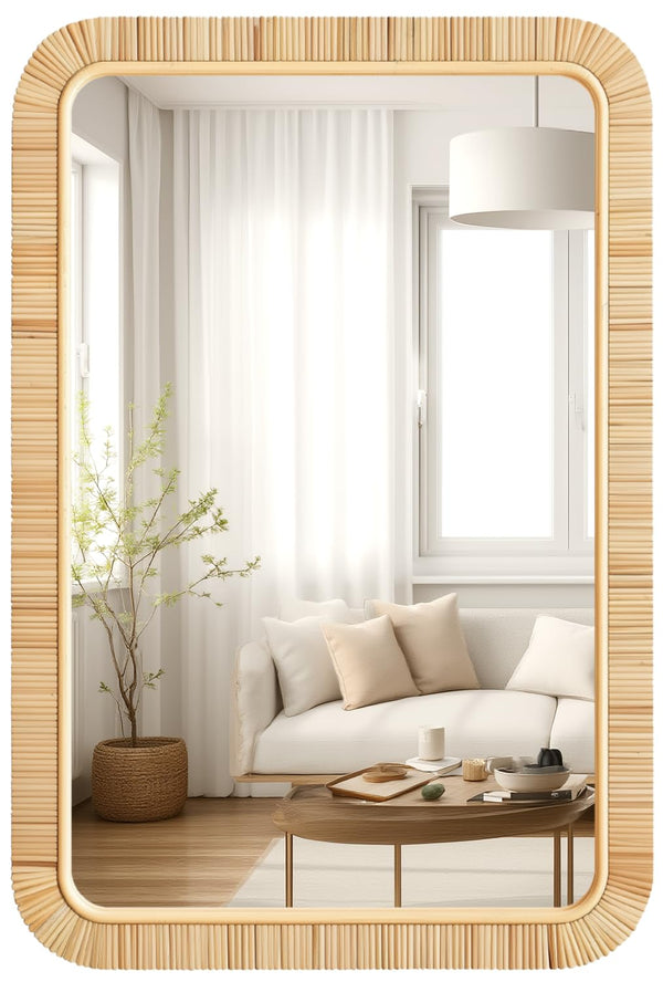 Boho Rattan Wall Mirror