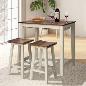 3-Piece Counter Height Dining Set with Saddle Stools