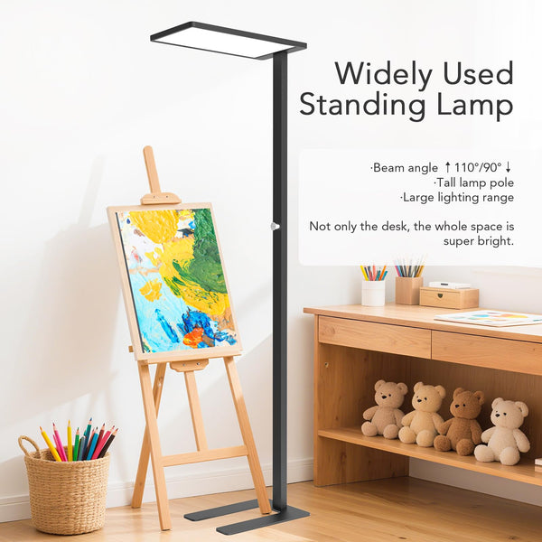120W LED Floor Lamp with Dual Light Sources & Knob Dimming – Full Spectrum, 4000K, 10000LM