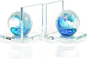 Glass Sea Wave Bookends Set of 2