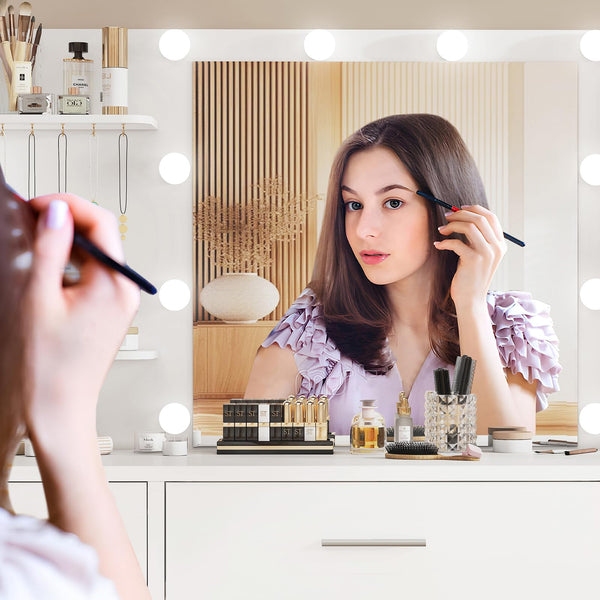 Vanity Desk with LED Mirror, Drawers & Charging Station