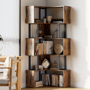 6-Tier L-Shaped Corner Bookshelf