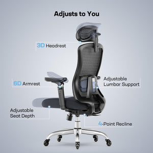 Ergonomic High-Back Office Chair with 6D Armrests