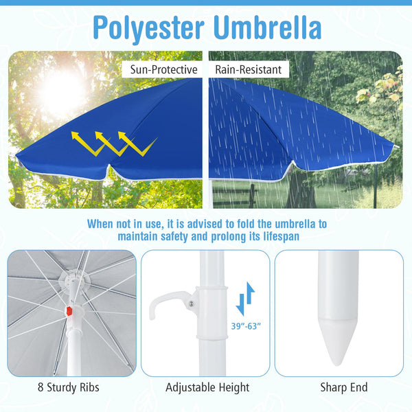 Kids Picnic Table with Umbrella – 8-Seat Outdoor HDPE Set