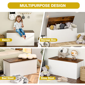 Wooden Storage Chest Bench Ottoman with Flip-Top Lid