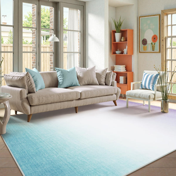Purple Gradient Area Rug – Non-Slip Washable Indoor Rug