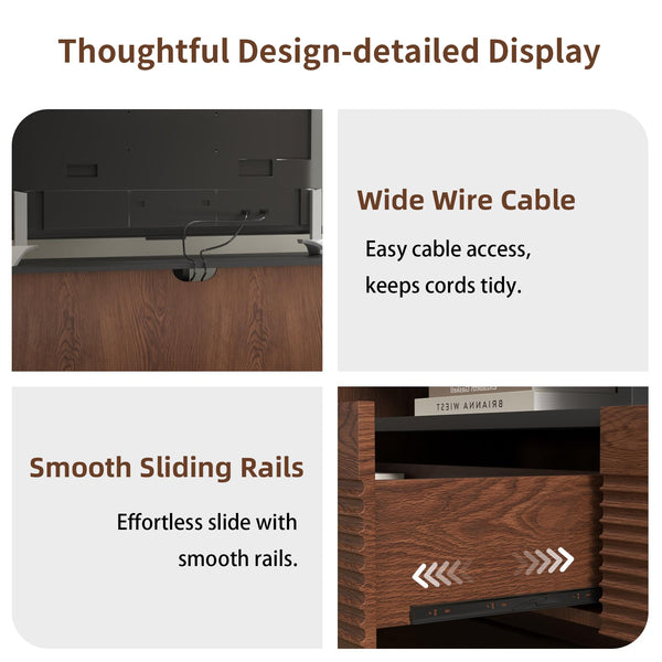 78.8" TV Stand with Storage Cabinets & Drawers – Walnut