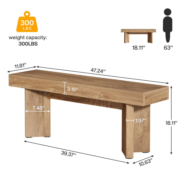 Farmhouse Wooden Dining Bench 47-Inch