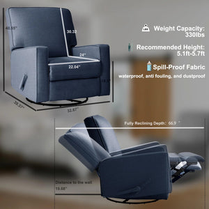 Swivel Glider Rocker Recliner Chair with High Back & Deep Seat