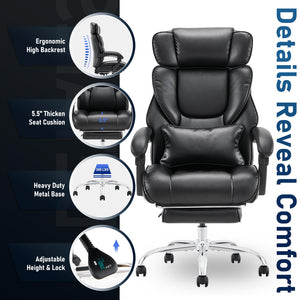 High-Back Ergonomic Office Chair with Footrest & Lumbar Support
