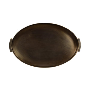 Oval Hammered Metal Decorative Serving Tray with Handles
