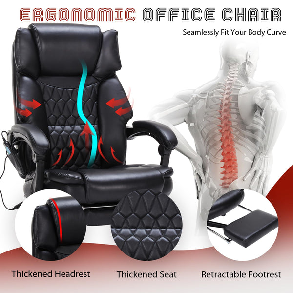 Massage Office Chair with Footrest, Heat & Reclining – 400 lbs Capacity