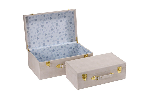 Decorative Storage Trunks Set of 2 – Faux Leather with Handle