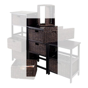 3-Tier Wood Storage Rack with Foldable Baskets – Black