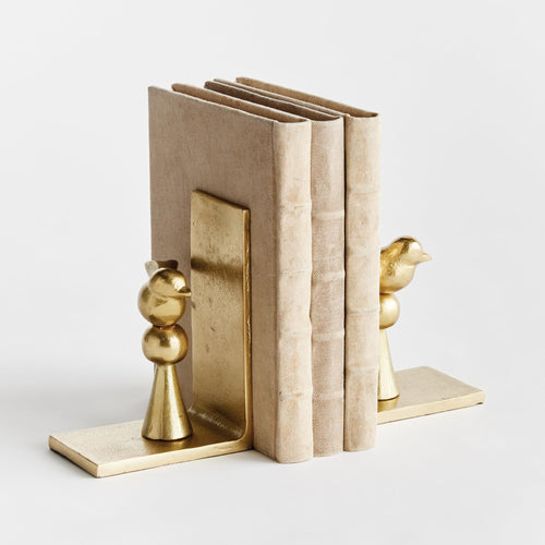 Gold Cast Aluminum Songbird Bookends Set of 2