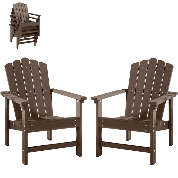 Stackable Adirondack Chair Set of 2 – HDPE Outdoor Patio Chair