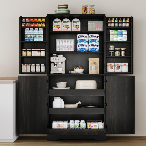 72" Farmhouse Kitchen Pantry Cabinet with Barn Door