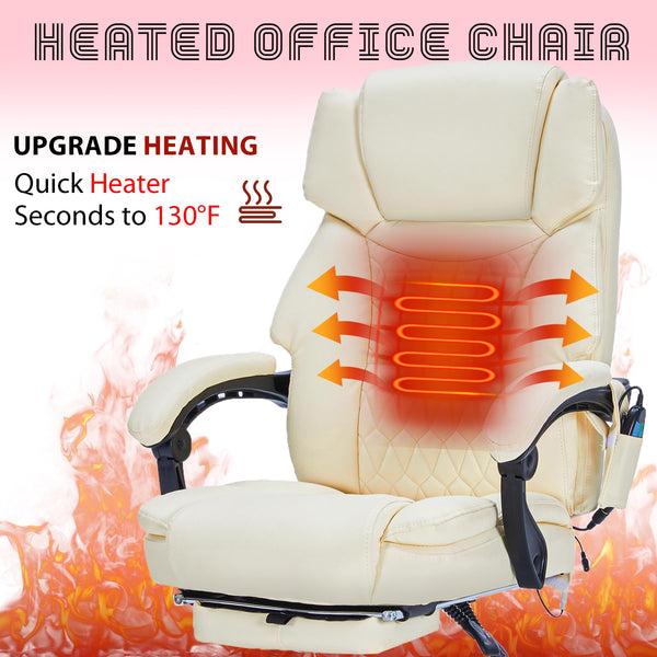 Massage Office Chair with Footrest, Heat & Recliner – 400 lbs Capacity