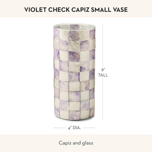 Capiz Glass Small Decorative Vase – Check Pattern