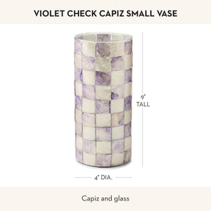 Capiz Small Flower Vase – Check Pattern