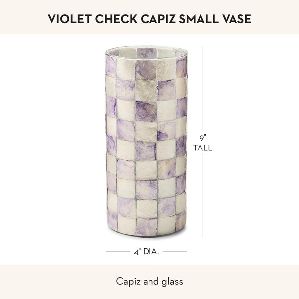 Capiz Small Flower Vase – Check Pattern
