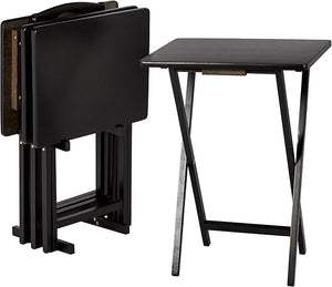 Foldable TV Dinner Tray Tables with Storage Rack, Set of 4