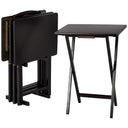 Portable Foldable TV Tray Table Set with Storage Rack – 4-Pack