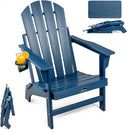 Folding Adirondack Chair – HDPE, All-Weather, with Cup Holder